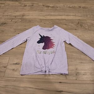 Girls Lavender Unicorn Long Sleeve Shirt Be Unique Silver Glitter Size 5T